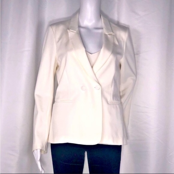 L’Agence Cream Double Breasted & 2 Button Blazer Jacket Split Back & Sleeves SzM - Picture 2 of 13